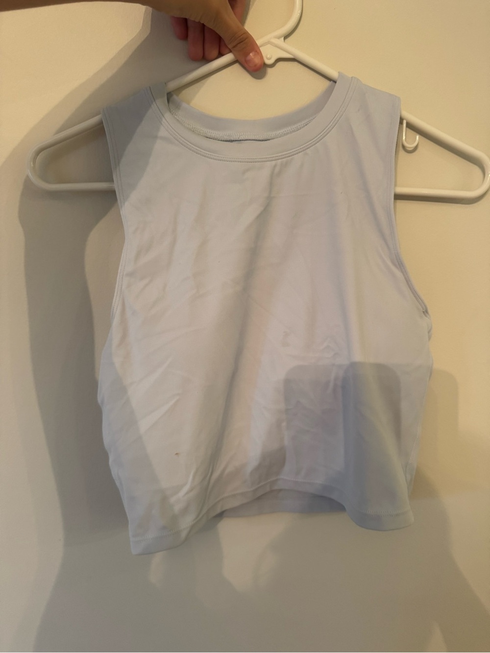 Women’s Light Blue Sleeveless Crop Tank Top with built in bra